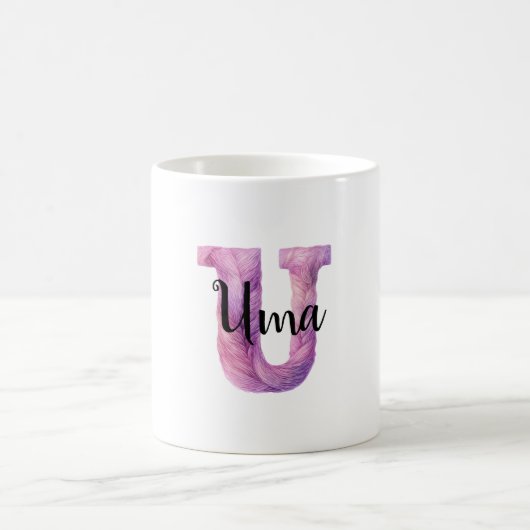Mug Nom lettre U rose violet cosy (Centre)