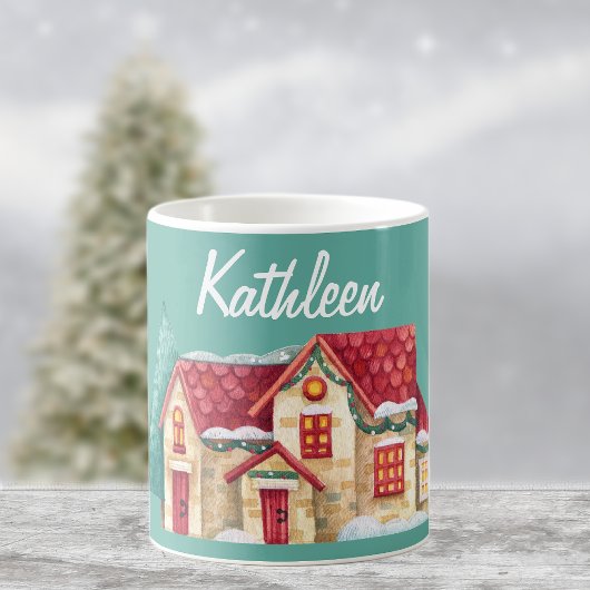 Mug Nom, Maison d'hiver à l'aquarelle 11oz