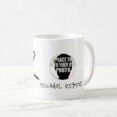 Mug nom manuscrit et initiales avec photo b/w (Devant droit)