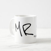 Mug nom manuscrit et initiales avec photo b/w (Devant gauche)