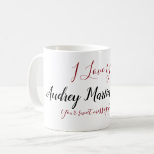 Mug nom manuscrit, message personnalisé "Je vous aime"