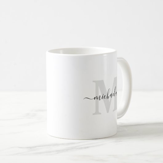 Mug Nom manuscrit monogrammé initial élégant (Devant droit)