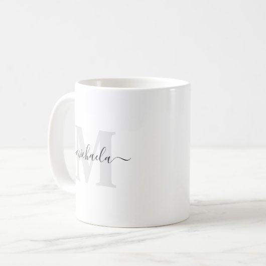 Mug Nom manuscrit monogrammé initial élégant (Devant gauche)