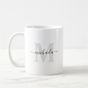 Mug Nom manuscrit monogrammé initial élégant