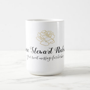 Mug nom manuscrit + rose + message n/b