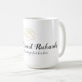 Mug nom manuscrit + rose + message n/b (Devant droit)