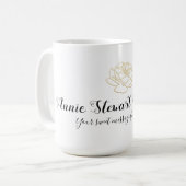 Mug nom manuscrit + rose + message n/b (Devant gauche)