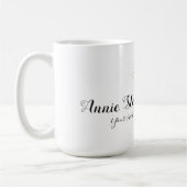 Mug nom manuscrit + rose + message n/b (Gauche)
