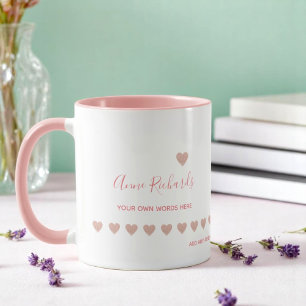 Mug Nom manuscrit Signature avec Coeurs d'Amour Rose