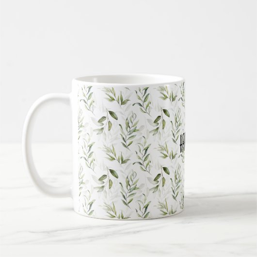Mug Nom, Masculine Aquarelle Vert 11 oz. Classique (Gauche)