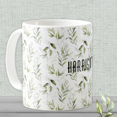Mug Nom, Masculine Aquarelle Vert 11 oz. Classique