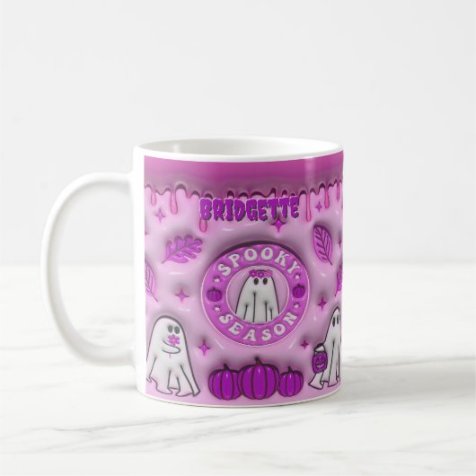 Mug Nom Mauve 3D, effet Halloween Ghost Saison Éffraya (Gauche)