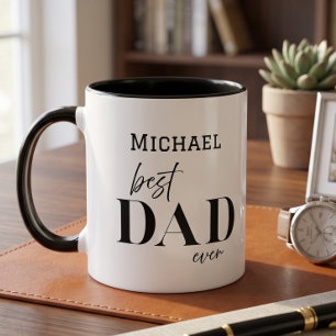Mug Nom Meilleur Papa Simple Typographie Père