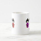 Mug Nom mignon de bande dessinée de poupées de kokeshi (Centre)