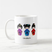 Mug Nom mignon de bande dessinée de poupées de kokeshi (Gauche)