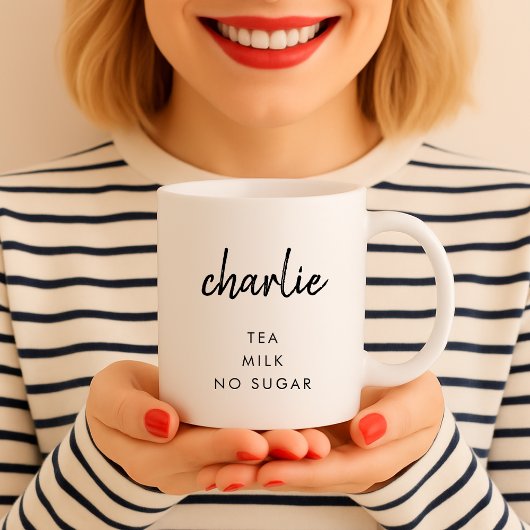 Mug Nom minimal | Boire Préférence Thé Lait Sucre