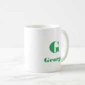 Mug Nom minimal Lettre initiale Couleur solide verte (Devant droit)