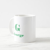 Mug Nom minimal Lettre initiale Couleur solide verte (Devant gauche)