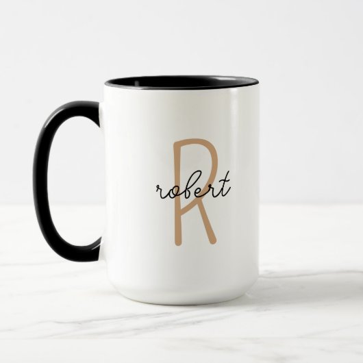 Mug Nom minimaliste Cadeaux de Noël Monogramme initial (Gauche)