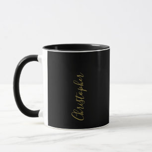 Mug Nom minimaliste en script noir et or pour hommes
