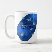 Mug Nom Modern Shining Royal Blue avec des papillons (Gauche)