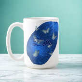 Mug Nom Modern Shining Royal Blue avec des papillons