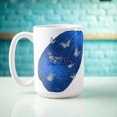 Mug Nom Modern Shining Royal Blue avec des papillons