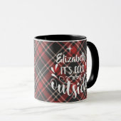 Mug Nom moderne C'est froid dehors Plaid Holiday (Devant droit)