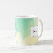 Mug Nom moderne de monogramme d'aquarelle d'or de (Devant droit)