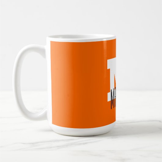 Mug Nom moderne élégant Initial | Neon Sunset Orange (Gauche)