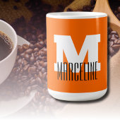 Mug Nom moderne élégant Initial | Neon Sunset Orange