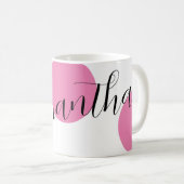 Mug Nom moderne Grand Pois rose (Devant droit)