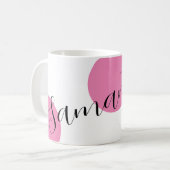 Mug Nom moderne Grand Pois rose (Devant gauche)