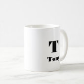 Mug Nom moderne Lettre initiale Couleur solide noir (Devant droit)