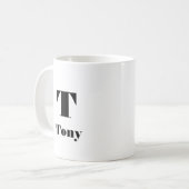 Mug Nom moderne Lettre initiale Couleur solide noir (Devant gauche)
