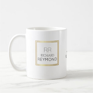Mug nom moderne minimaliste & initiales sur blanc élég