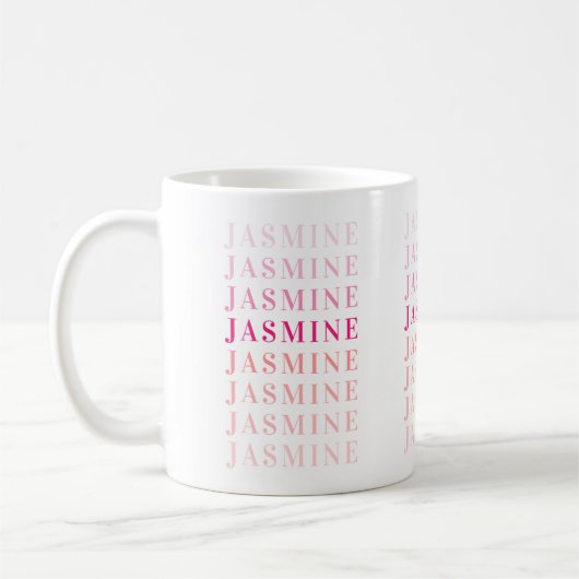 Mug Nom moderne Monogramme Corail rose personnalisé (Gauche)