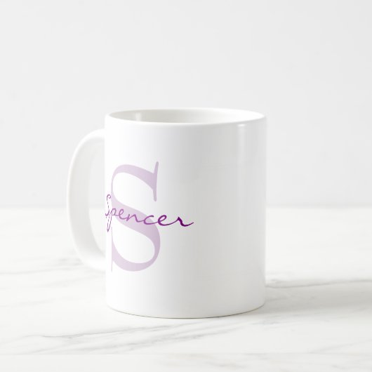 Mug Nom moderne & Monogramme Initial Classic (Devant gauche)