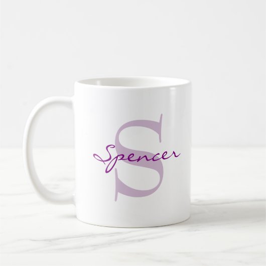 Mug Nom moderne & Monogramme Initial Classic (Gauche)