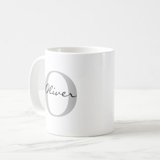 Mug Nom moderne & Monogramme Initial Classic (Devant gauche)