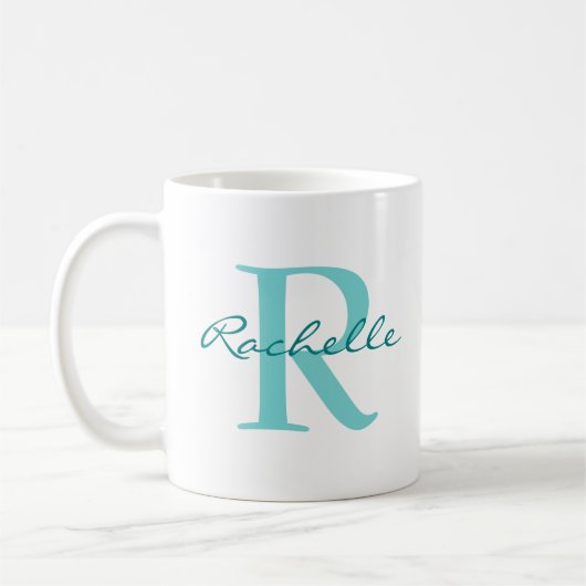 Mug Nom moderne & Monogramme Initial Classic (Gauche)