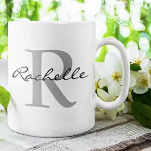 Mug Nom moderne & Monogramme Initial Classic