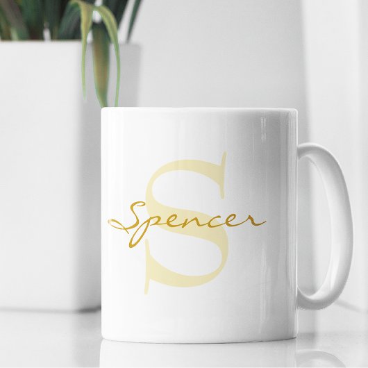 Mug Nom moderne & Monogramme Initial Classic