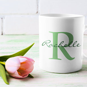 Mug Nom moderne & Monogramme Initial Classic