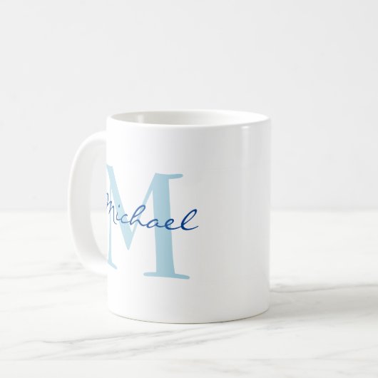 Mug Nom moderne & Monogramme Initial Classic (Devant gauche)