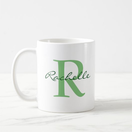 Mug Nom moderne & Monogramme Initial Classic (Gauche)