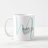 Mug Nom moderne Monogramme initial Personnalisé (Gauche)