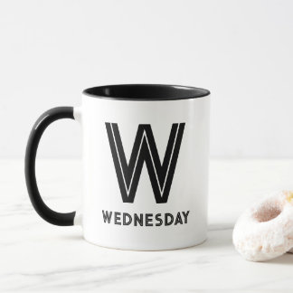 Mug Nom moderne noir personnalisé Monogramme initial