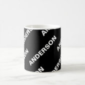 Mug Nom modifiable répété en gras | Blanc noir simple (Centre)