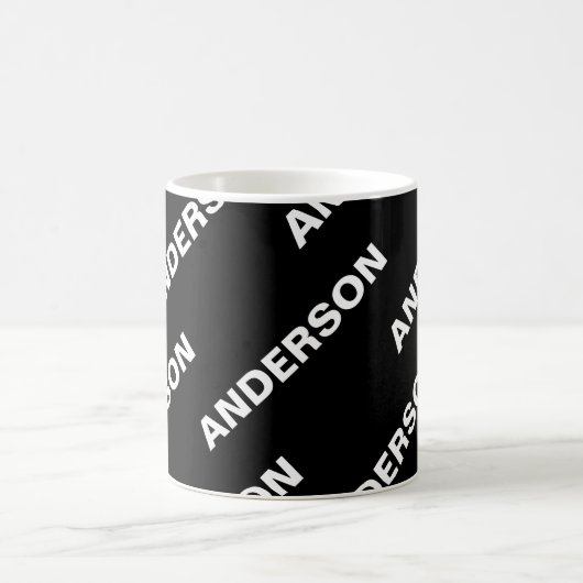 Mug Nom modifiable répété en gras | Blanc noir simple (Centre)